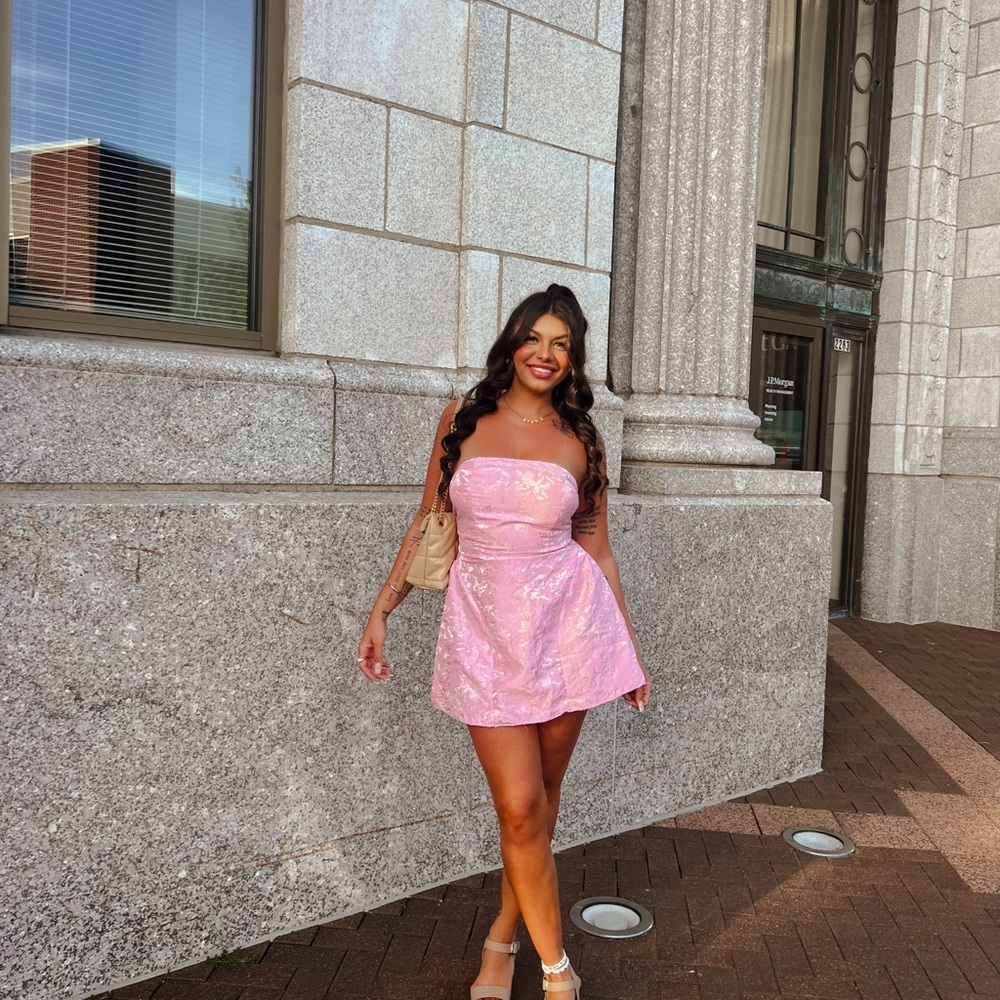 Elegant Pink Strapless Dress